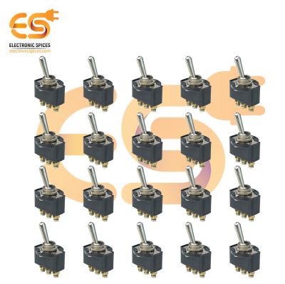 10Amp 250V 3 Pin SPDT Mini Toggle Switch ON / OFF Black Color Pack of 50